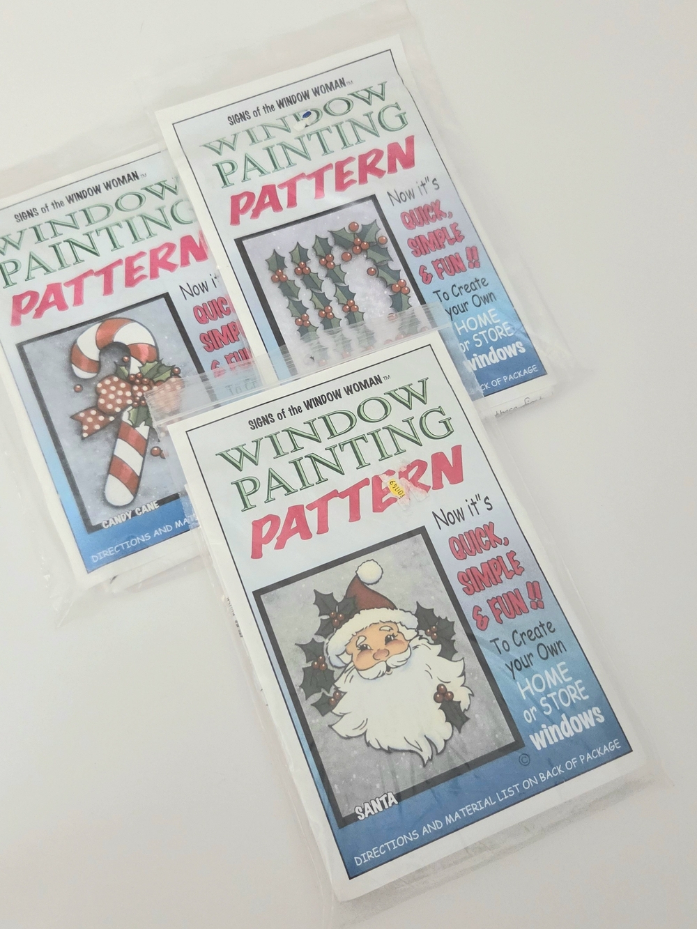Vtg 1998 Happy Holidays Window Painting Patterns 3 Designs